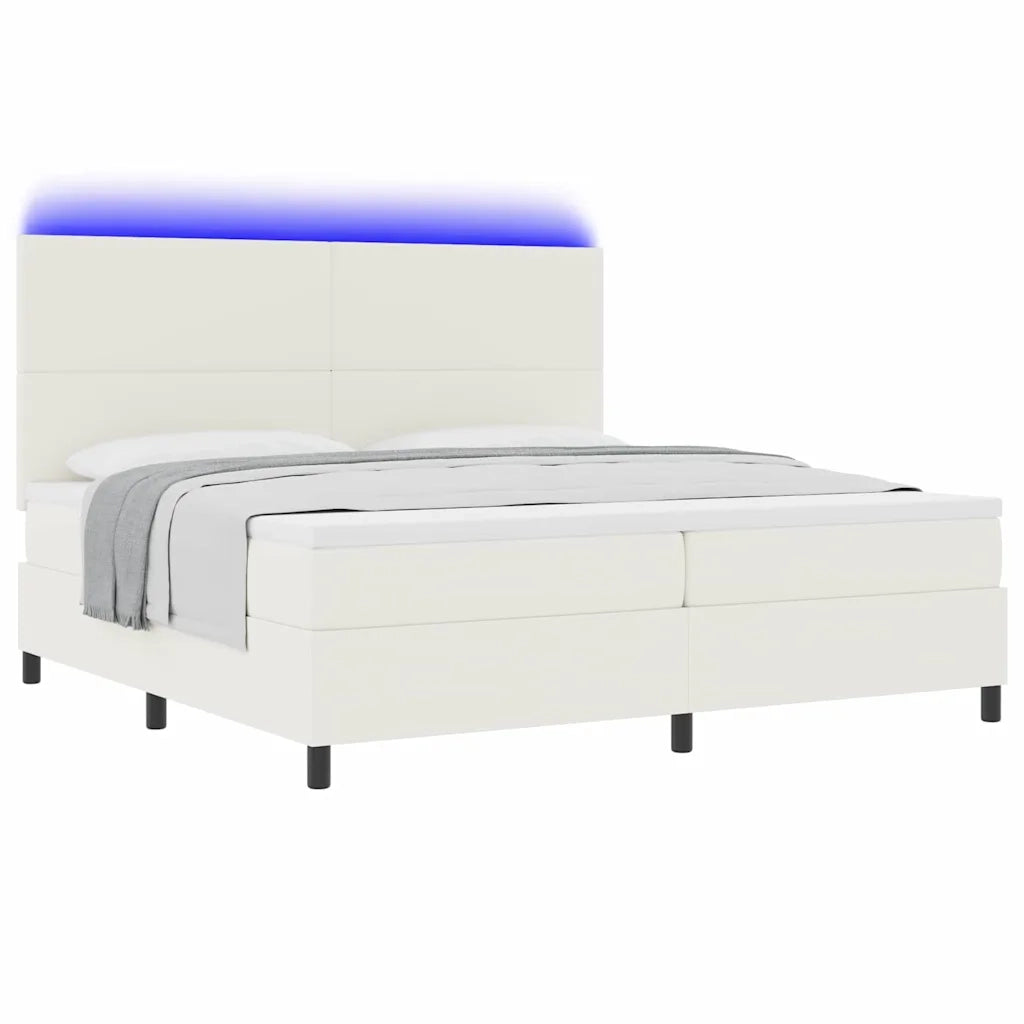Letto a Sorgente LED con testiera Crema e Bianco 200 x 200 cm 3337661