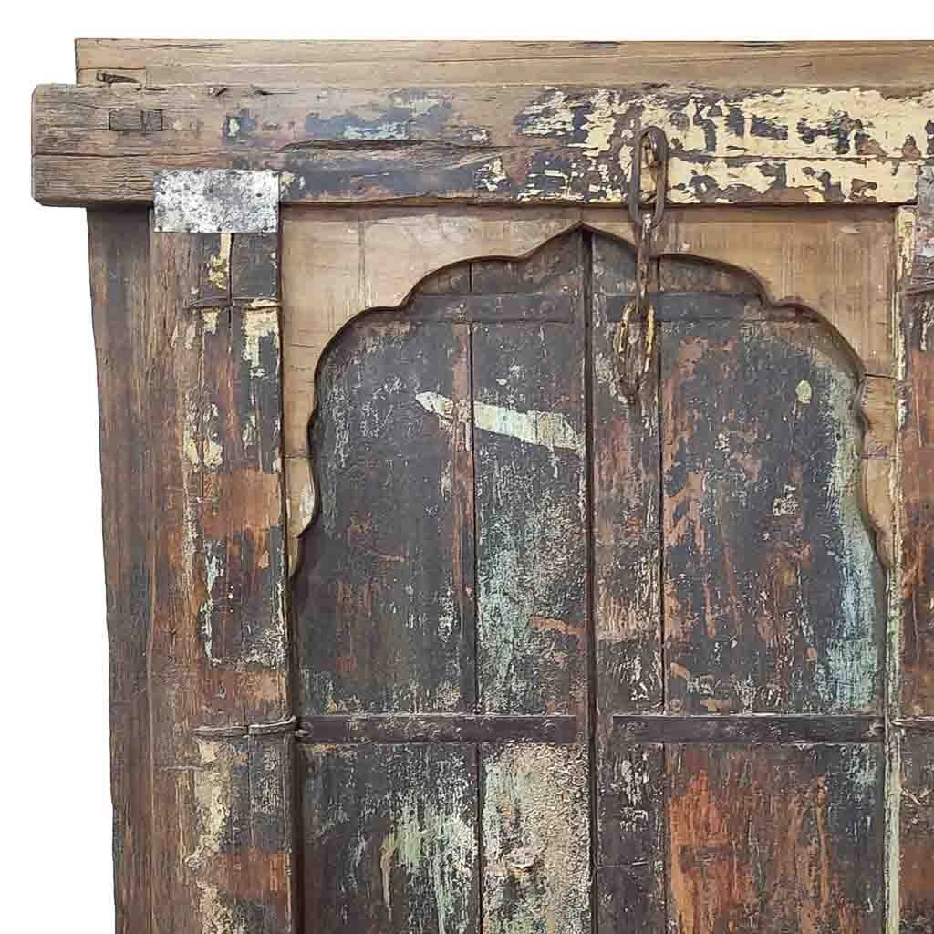 Finestra in legno marrone fatta a mano 103x12x166 cm