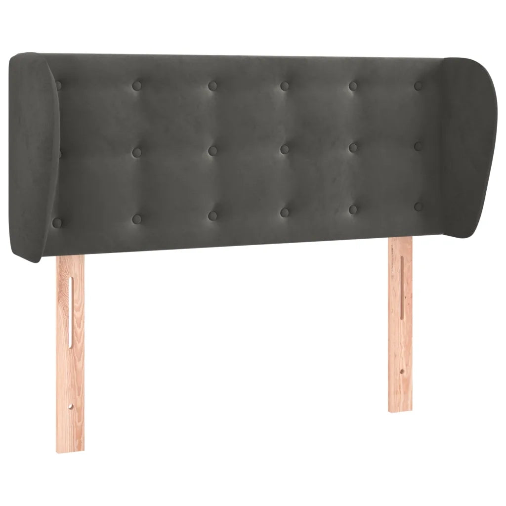 Testiera ad Orecchio-Testata con Orecchie Grigio Scuro 103x23x78/88 cm in Velluto 841913