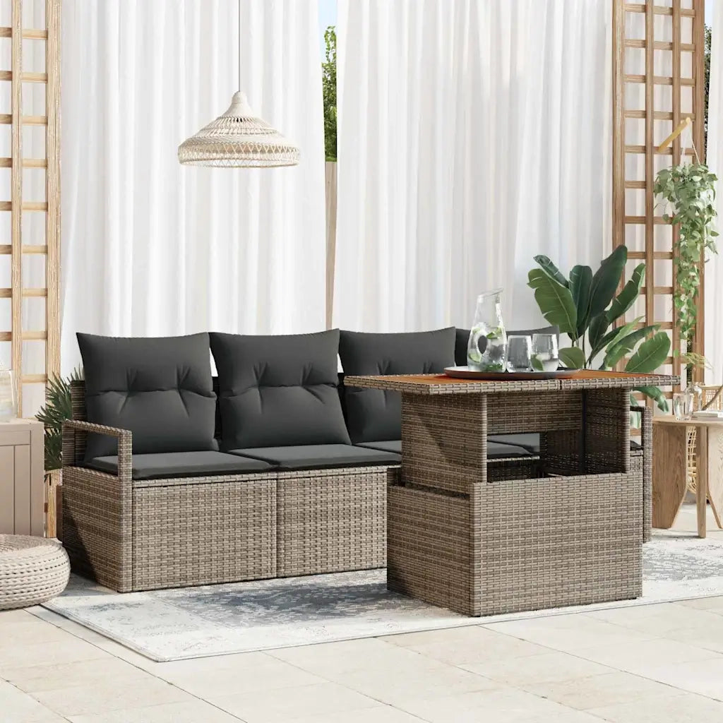 Set Divano da Giardino 5 pcs Grigio Poly Rattan 3358379