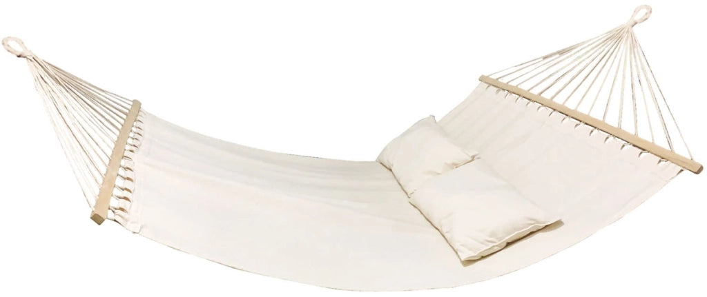 AMACA YOU AND ME BLANCO CON TELO IN COTONE E BASTONI DI SOSTEGNO IN LEGNO