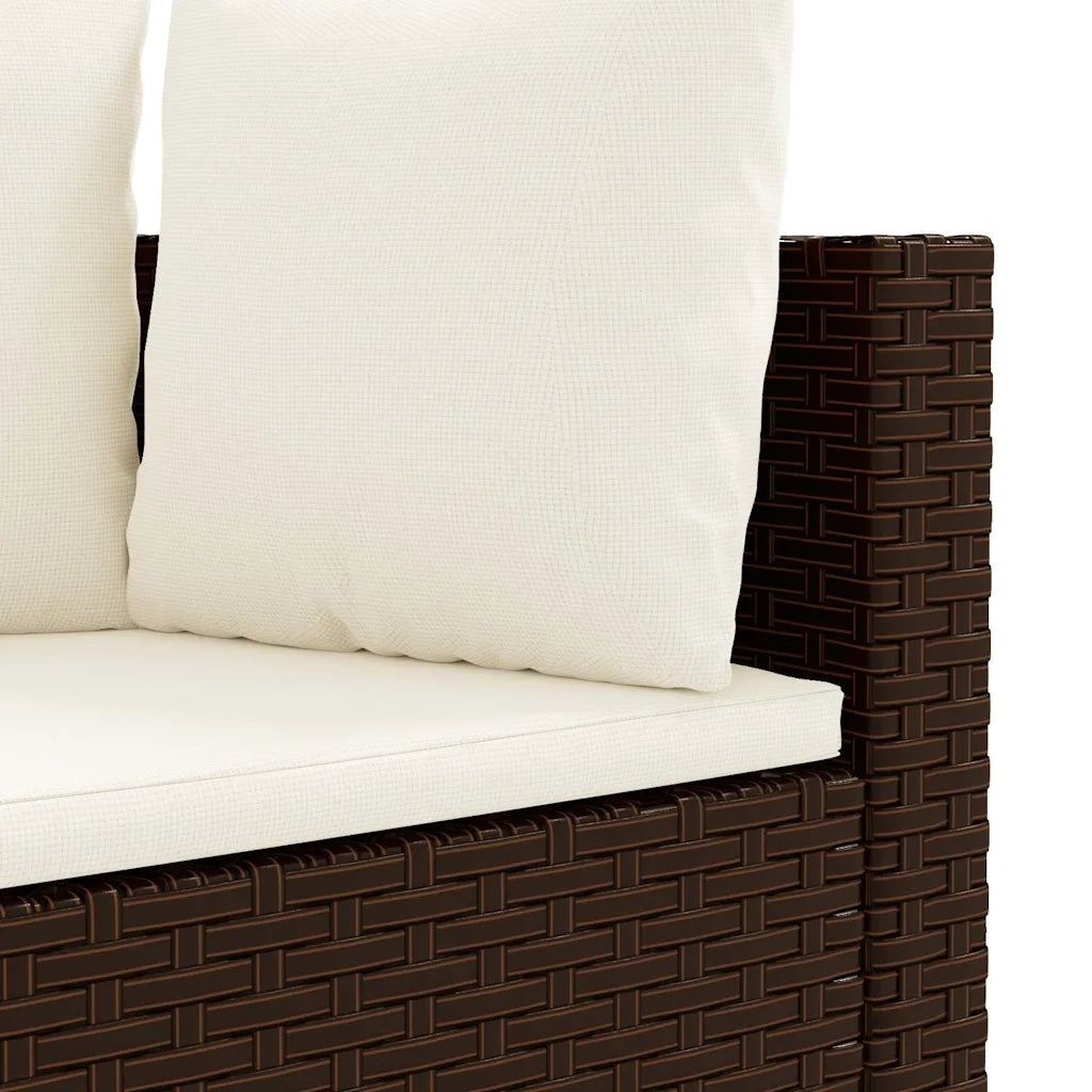 Set Divani da Giardino 10pz con Cuscini in Polyrattan Marrone
