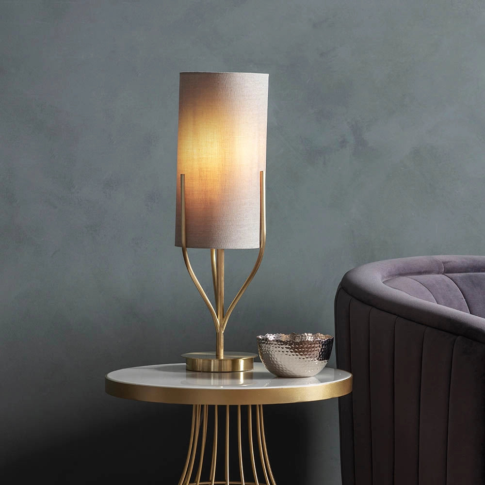 Lampada da tavolo Fraser ottone satinato E27 10W Endon
