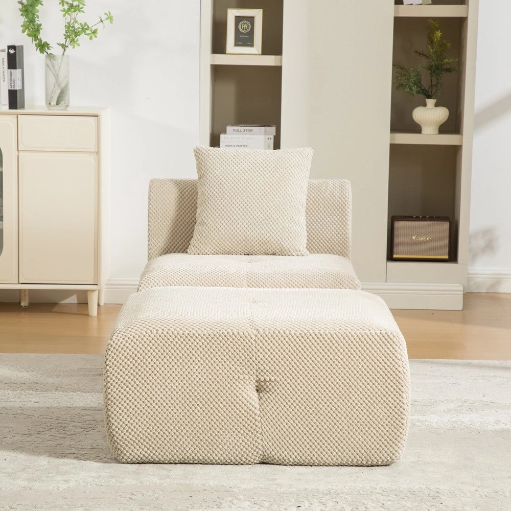 Divano Modulare in Tessuto Chenille ¨C MINIMAL ¨C Khaki Chiaro, Morbido, Antiscivolo