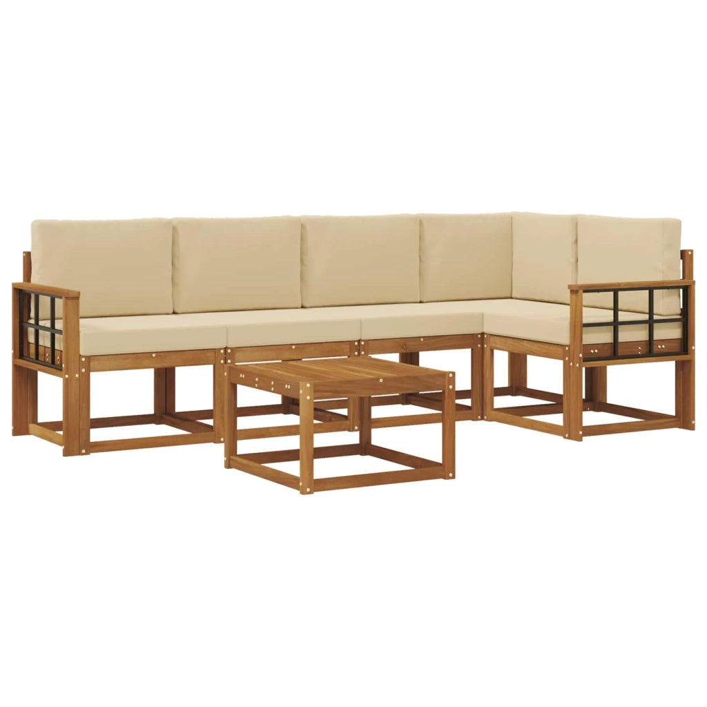 Set di divani da esterno con cuscino 6 pcs Naturale e Beige 3366441