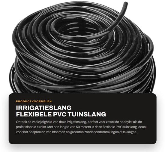 Slang Irrigatore a 50 metri - Sostituto Flexibile in PVC per Giardino - Duraturo - Esterno Resistente ai Sfregamenti - Adatto all'Uso Industriale - Resistente all'Ossidazione