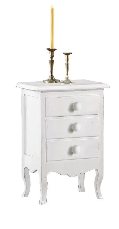 Gruppo 1 cassettiera 2 comodini shabby bianco opaco (1305) (1306) - Mobili 2G
