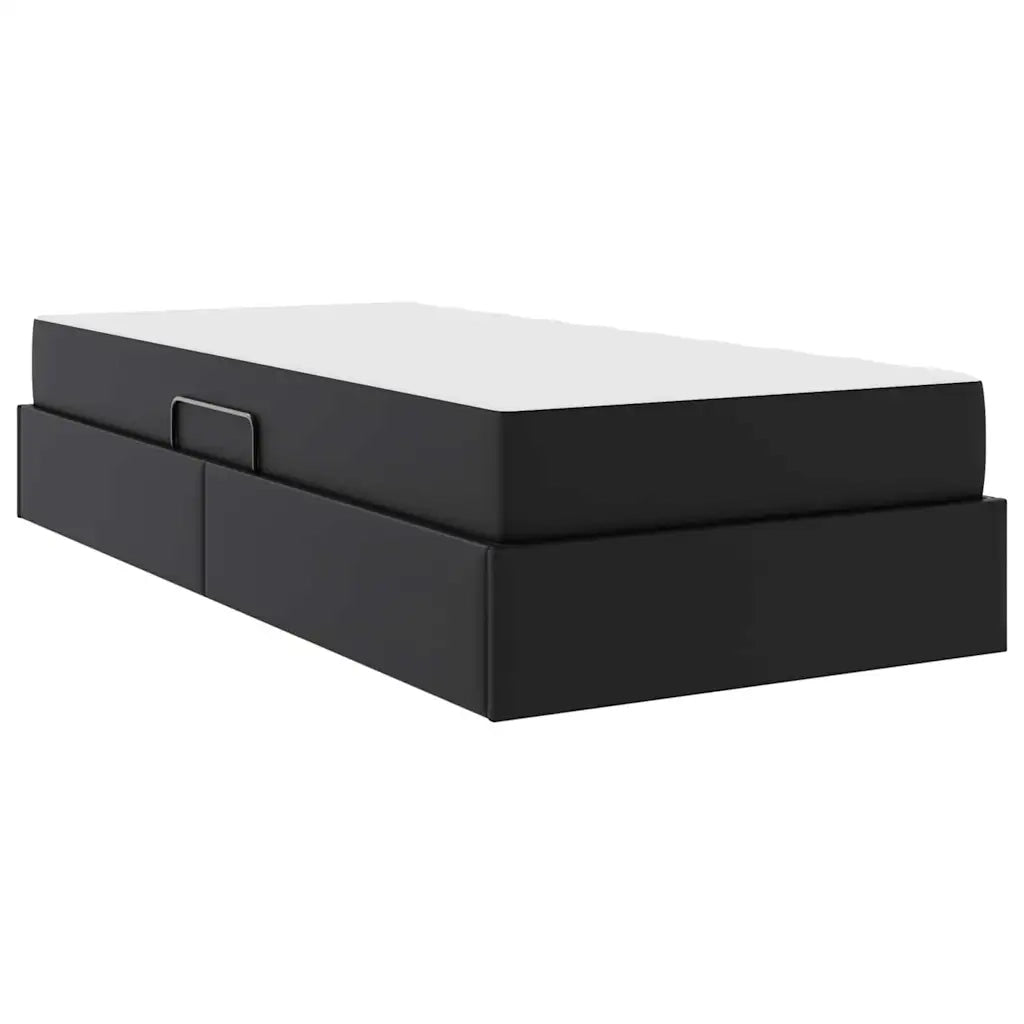 Letto con contenitore e materasso 2 pcs Nero Pelle 3399596