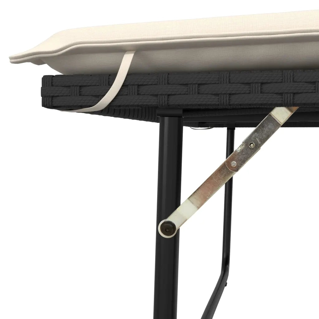 Panca da Giardino con Cuscini e Poggiapiedi Nera in Polyrattan 368407