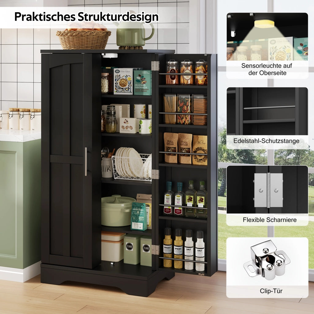 ARMADIO ALTO 120x60x40 cm in MDF Nero con luce LED