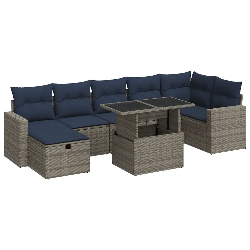 Set Divani Giardino 8 pz con Cuscini Grigio Polyrattan Acacia 3327831