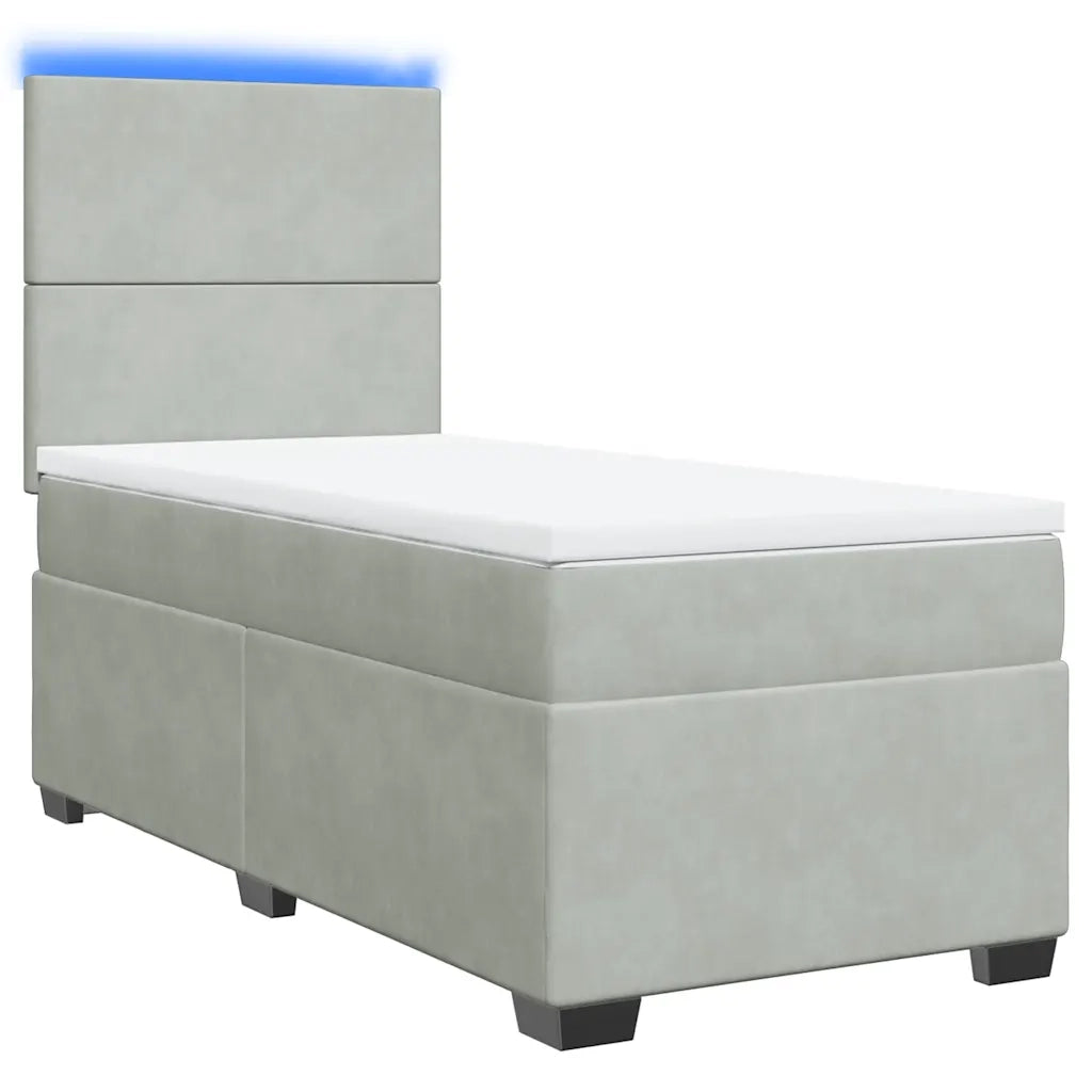 Giroletto a Molle con Materasso Grigio Chiaro 80x200 cm Velluto
