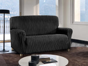 Copridivano Sofà Poltrona Elasticizzato Protezione Macchie Modello Wonderful - 3 Posti - Nero