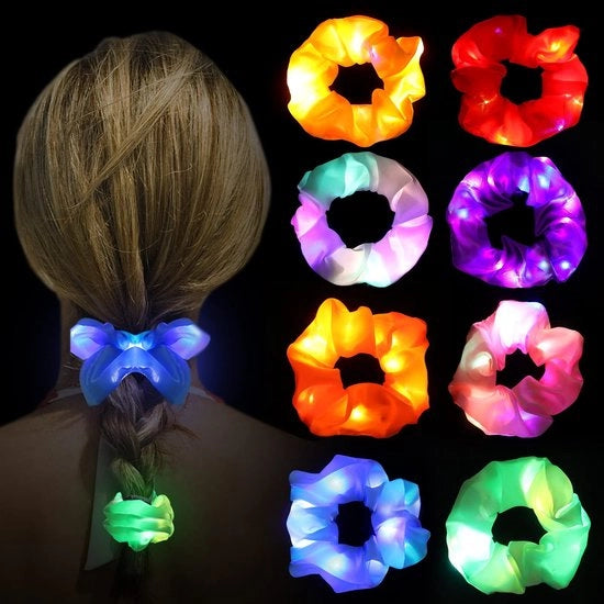 Accessori per capelli LED - fasci di capelli illuminati - elastici per capelli con LED - ideali per feste - accessori per capelli colorati - per ogni occasione - 8 pezzi