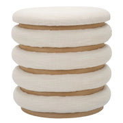 Puff contenitore Damasco Line in cotone naturale e legno, Ø 40 cm