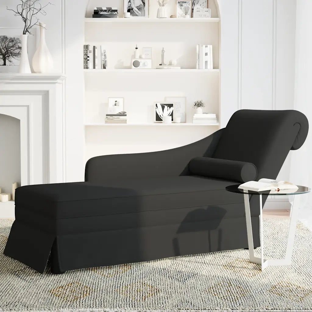 Sdraio con Capezzale e Bracciolo Destro in Velluto Nero 4009787