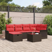 Set Divano da Giardino 7 pcs Marrone e Rosso polyrattan 3358893
