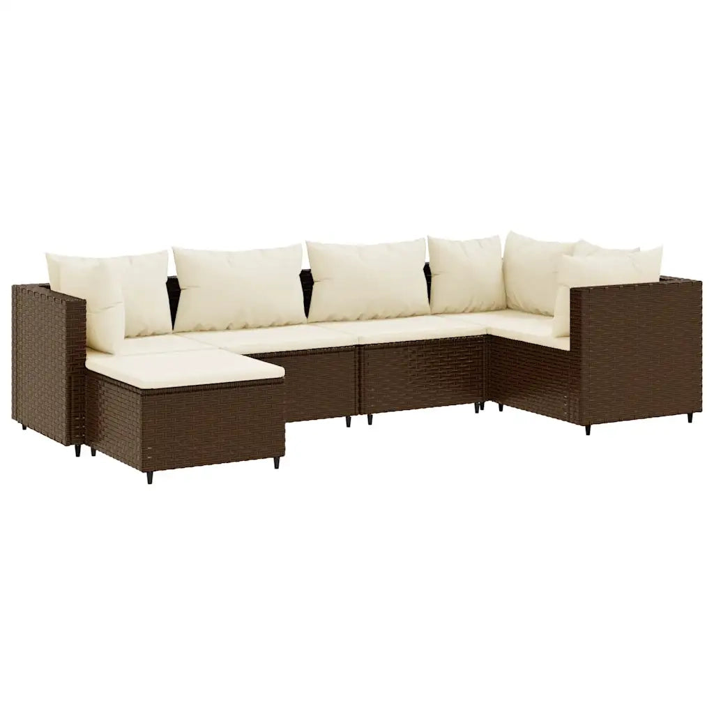 Set Mobili da Giardino 6pz con Cuscini in Polyrattan Marrone 3308209