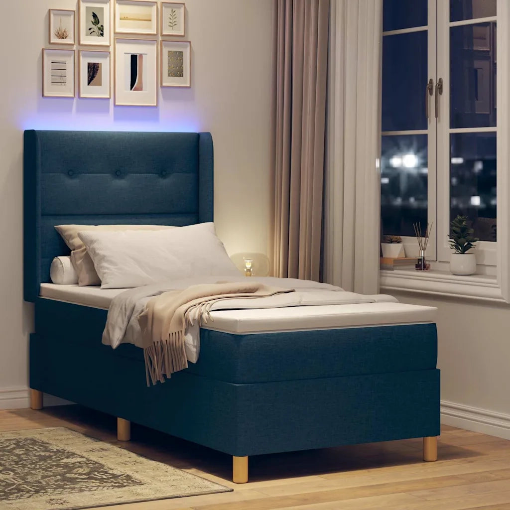 Letto a molle con materasso Blu 140 x 200 cm Tessuto