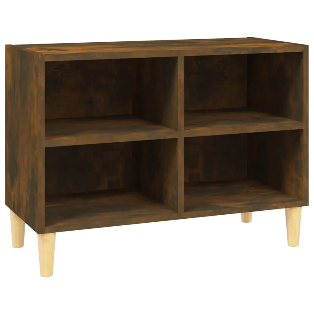 Mobile TV multimediale mensola TV credenza mobile TV per sala da pranzo soggiorno camera da letto con gambe in legno massello finitura rovere affumicato 69,5 x 30 x 50 cm marrone 02_0026852