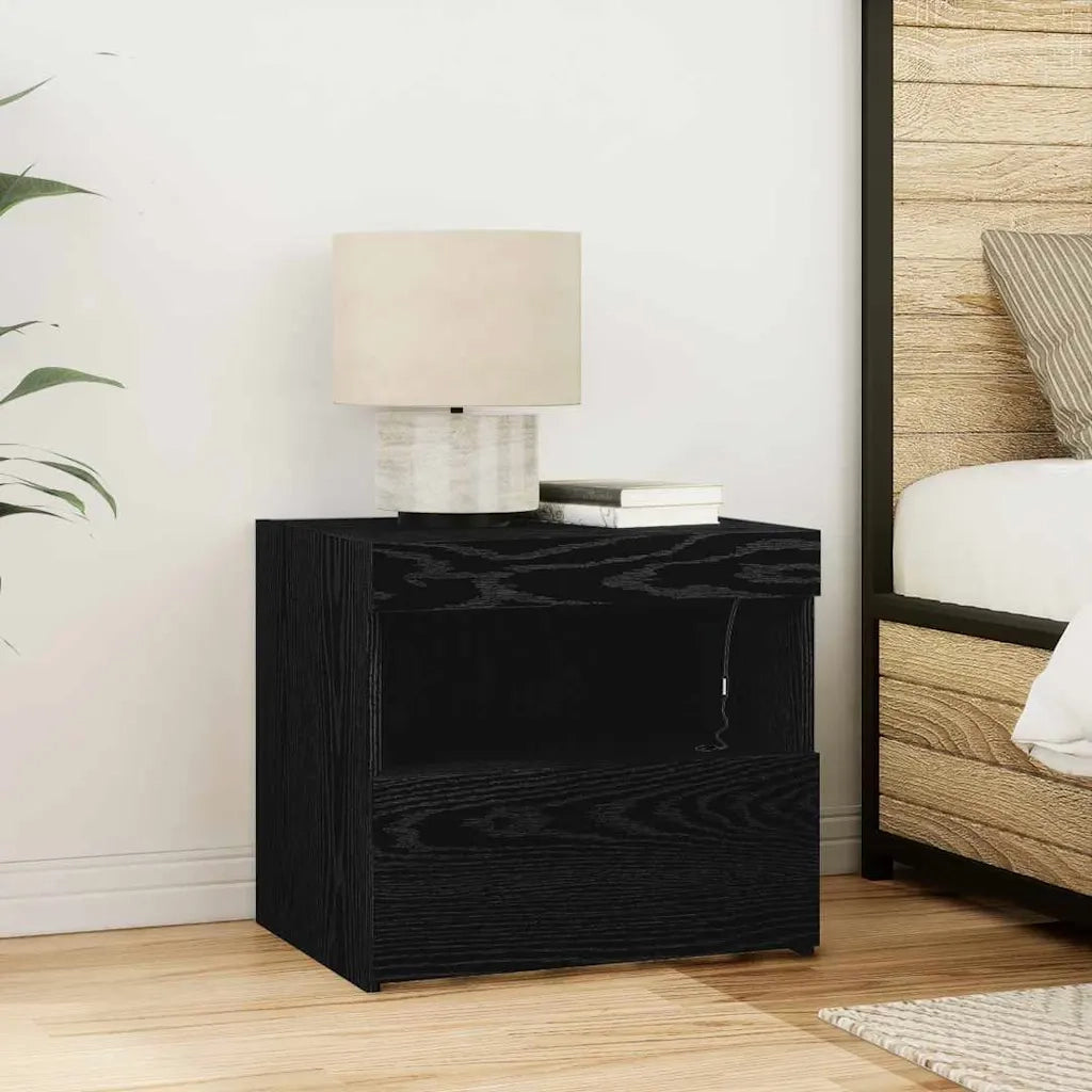 Armadio da Notte Rovere Nero 50 x 40 x 45 cm Legno multistrato 862184