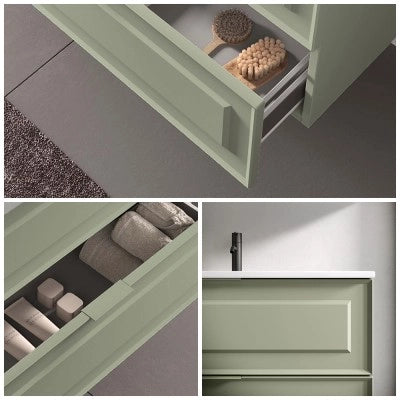 Mobile bagno sospeso 100 cm salvia opaco con lavabo e specchio Matisse