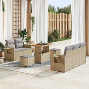 Set Divano da Giardino con cuscino 8 pcs Beige polyrattan