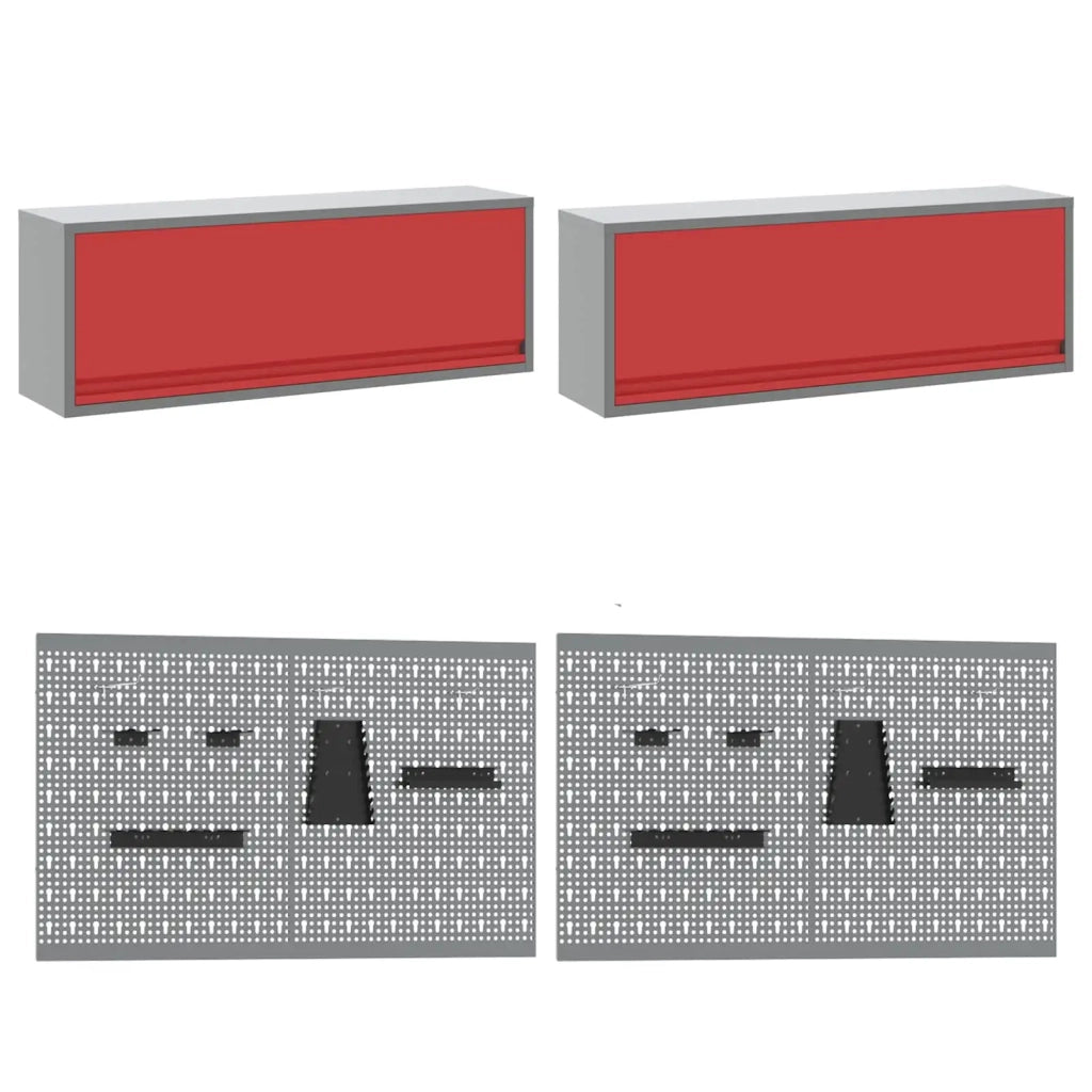 Set di mobili da lavoro con cassetto con blocco 10 pcs Rosso 3321487