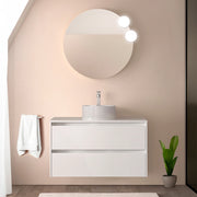 Mobile bagno sospeso 90 cm bianco lucido con top per lavabo da appoggio Gaya