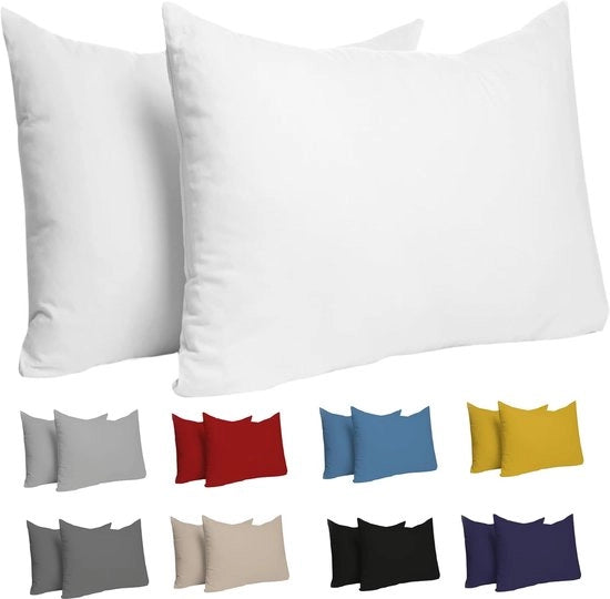 Set di 2 Copricuscini in Cotone - 40 x 60 cm - 100% Jersey Cotone - Ipersensibile e Duraturo