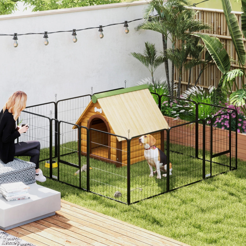 Recinto per cani 12 panelli ¨C zephmum ¨C modulabile pieghevole 68x80 nero