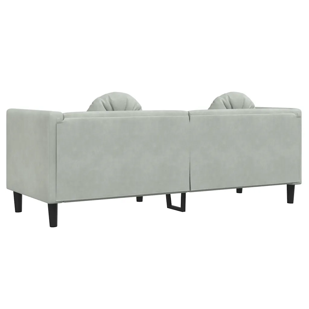 Divano | Divano da soggiorno | Sofa a 3 Posti con Cuscini Grigio Chiaro in Velluto