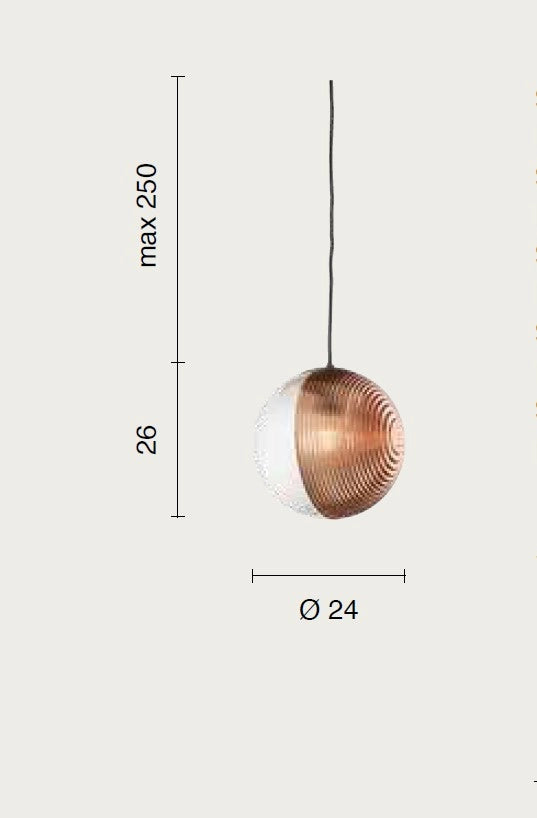 SOSPENSIONE VETRO BELLA 2 RAME D.24CM H.26CM 1 LUCE ATTACCO E27