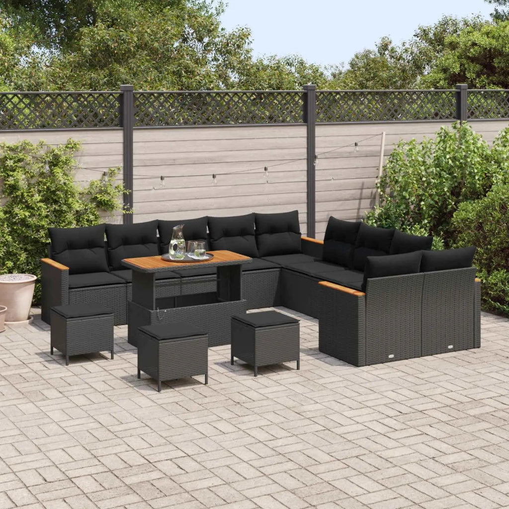 Set Divano da Giardino 14 pcs Nero polyrattan 3363109