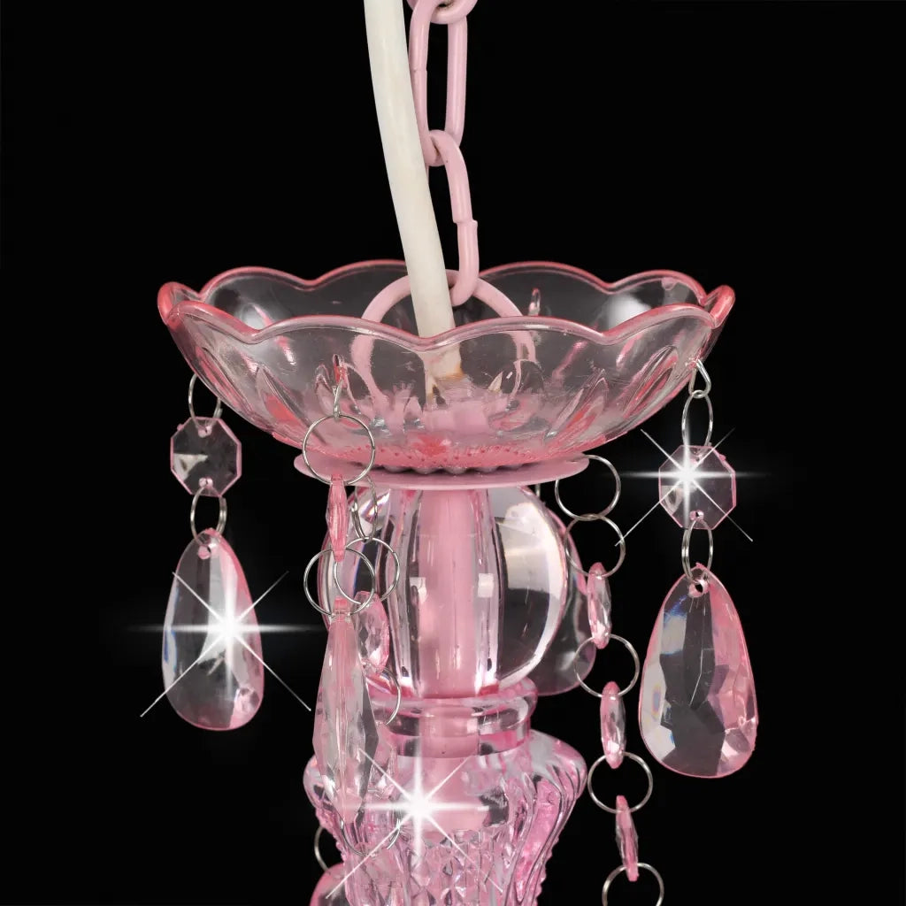 Lampadario con Perline Rosa Tondo 3 E14 281598