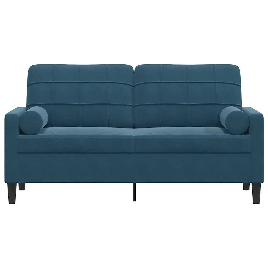 Divano | Divano da soggiorno | Sofa a 2 Posti con Cuscini Blu 140 cm in Velluto