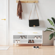 Panca Porta Scarpe-Sgabello-Panca Scarpiera Bianco Lucido 102x35x55 cm Legno Multistrato 973818