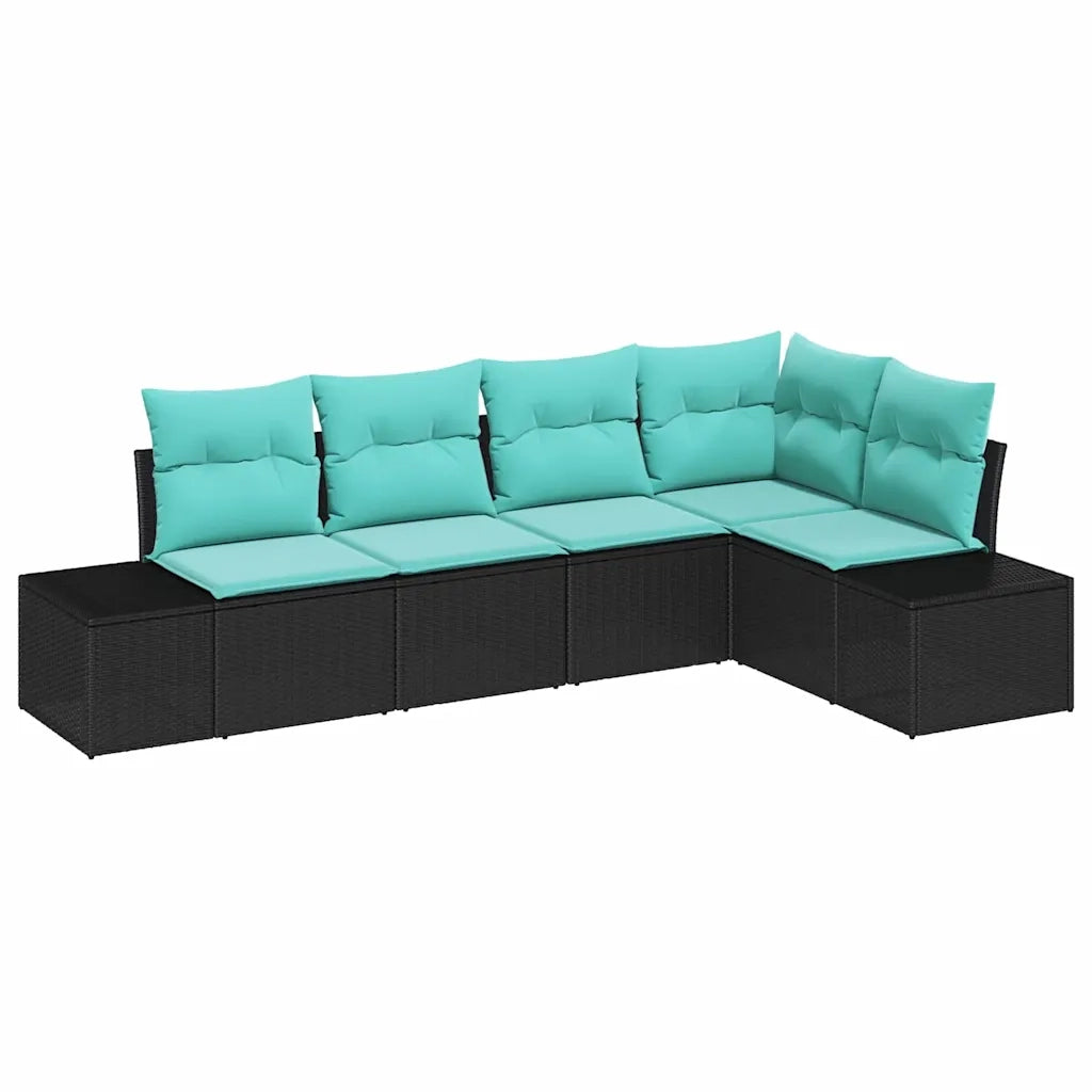 Set Divano da Giardino 5 pz Nero polyrattan 3347066