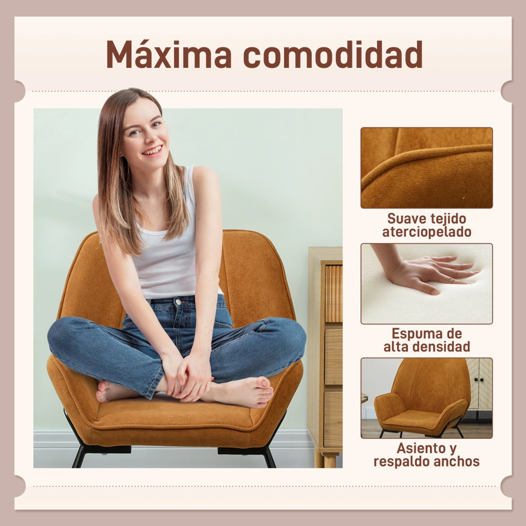 Poltrona in velluto con gambe in metallo ¨C zephmum ¨C marrone