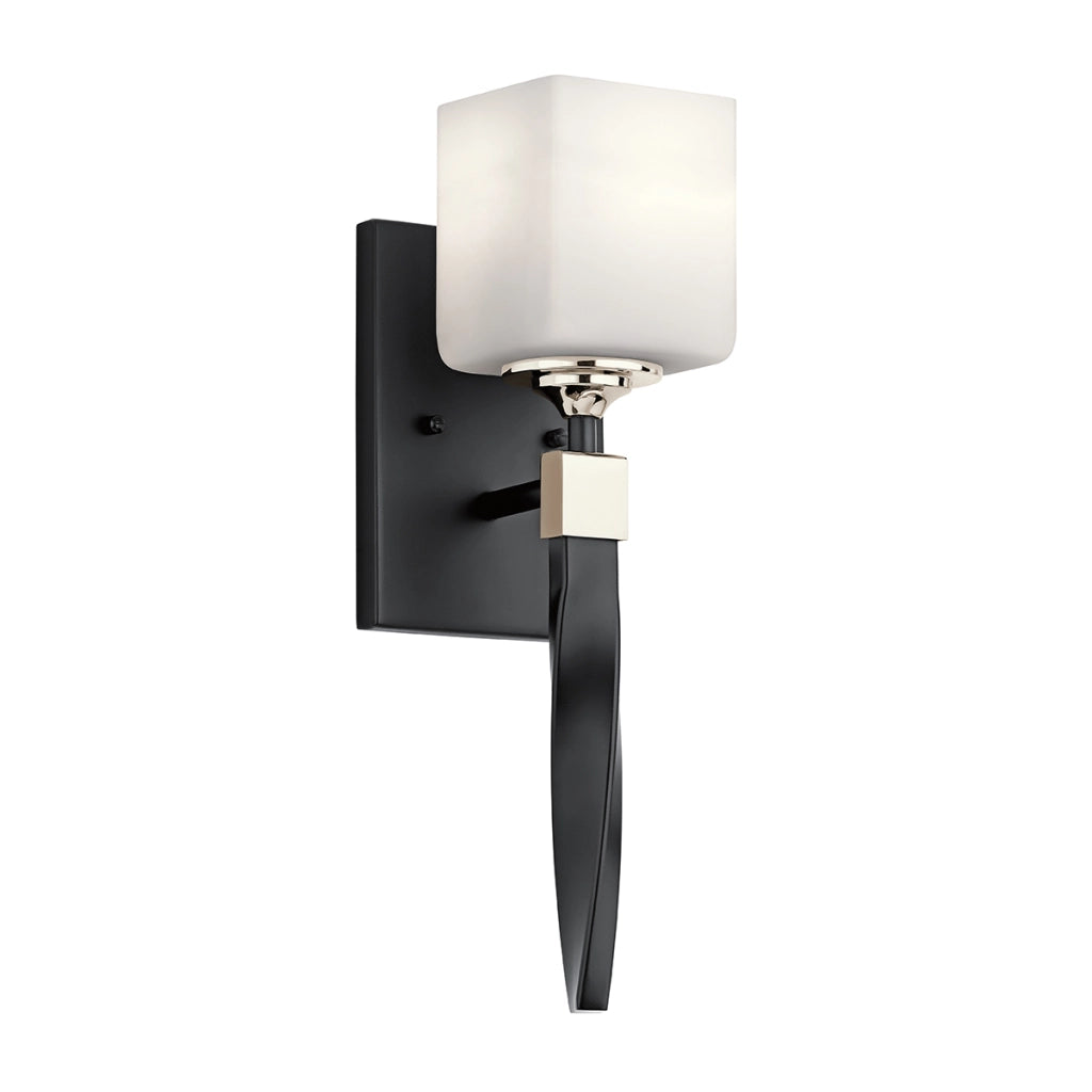 Applique bagno Marette nero con vetro opale G9 Kichler