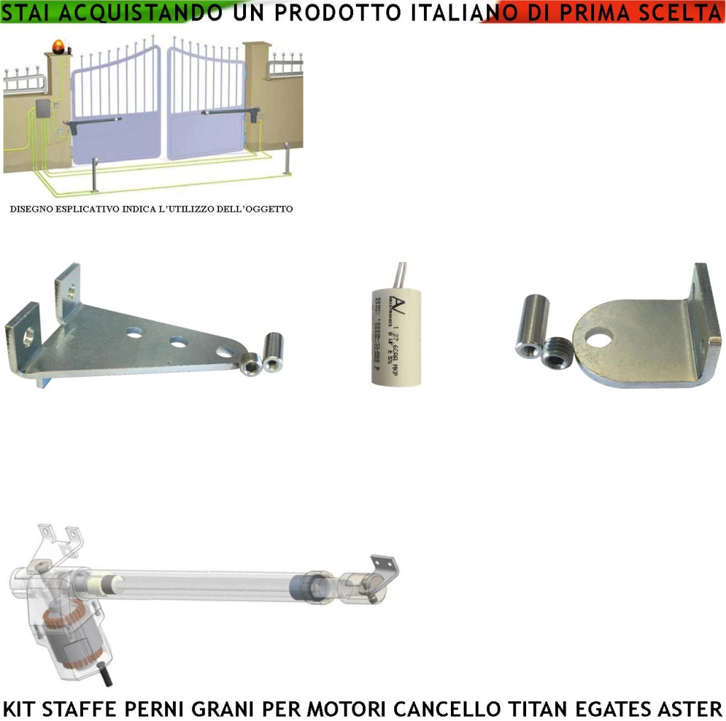 Ricambio per Motori Serie Titan Kit Staffe Acciaio Zincate Perni Bulloni Viti Gruppo Ancoraggi Del Motore Cancello GR MPC E-gates la Posteriore ha 3 Fori Tagliabile per Regolare l'Angolo di Rotazione