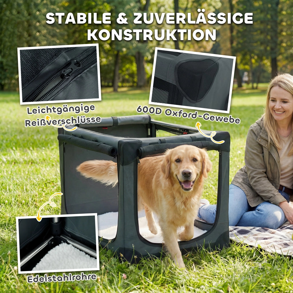 Casetta da trasporto per cani pieghevole con cuscino ¨C Minimal ¨C Verde 90x60x50 cm