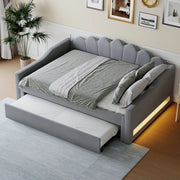 Letto imbottito - Xylo - 140x200cm LED + letto a scomparsa, grigio