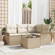 Set Divano da Giardino con cuscino 5 pcs Beige polyrattan 3345351