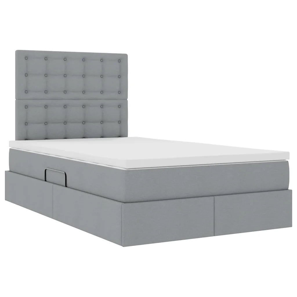 Letto con contenitore e LED con led Grigio chiaro 120 x 200 cm