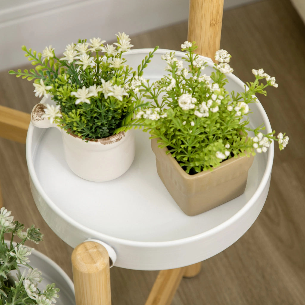 Tavolino da soggiorno scaffale piante 4 livelli ¨C Minimal ¨C bianco metallo bamb¨´ 28x28x80