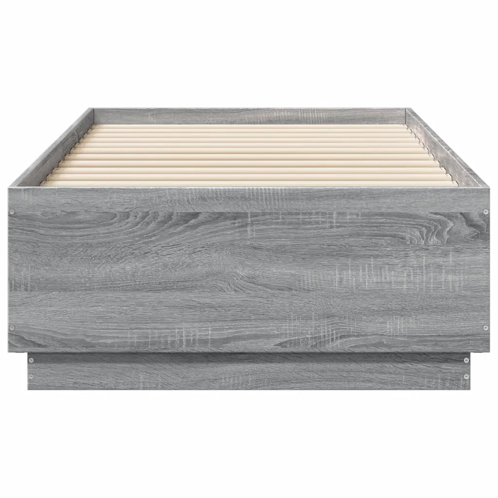 Letto singolo | Letto per adulti | Giroletto Luci LED Grigio Sonoma 75x190 cm in Legno Multistrato