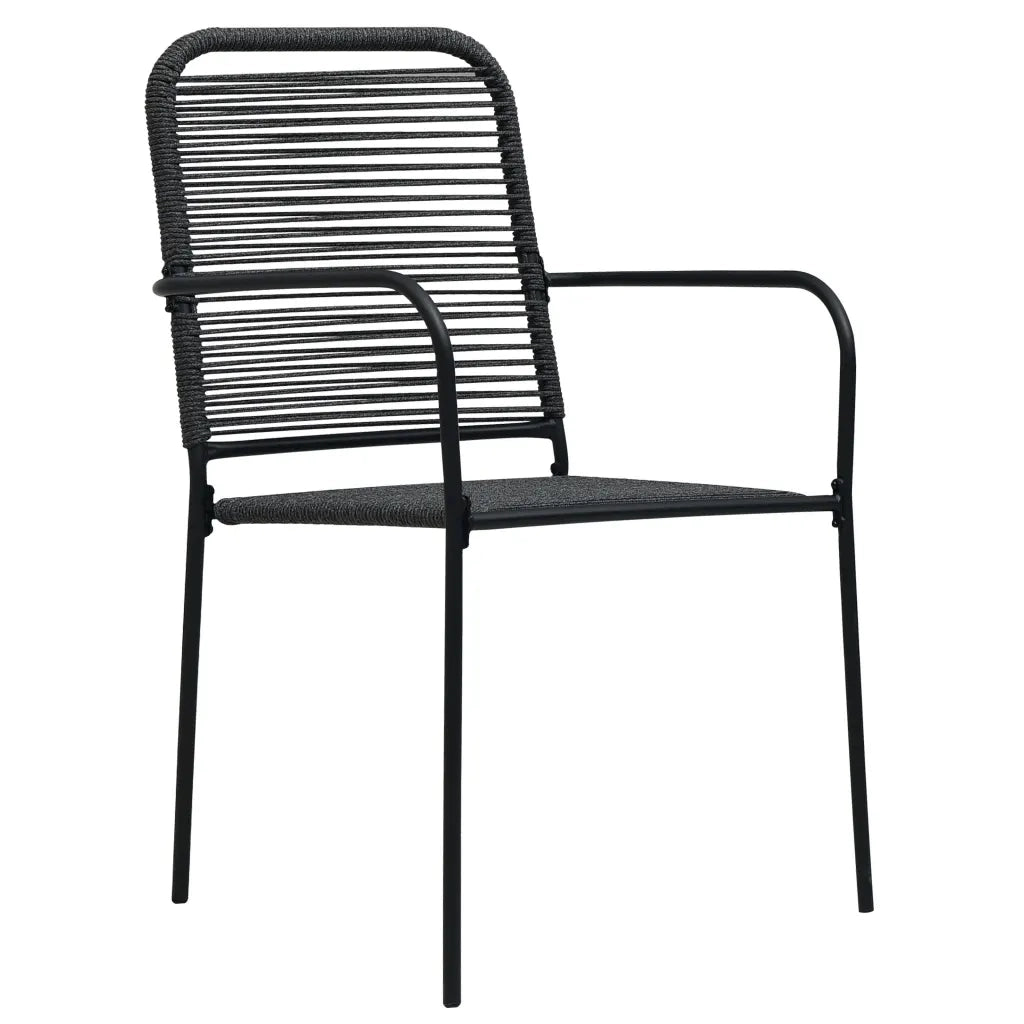 Set da Pranzo da Esterni 3 pz in Corda di Cotone e Acciaio Nero 3058277