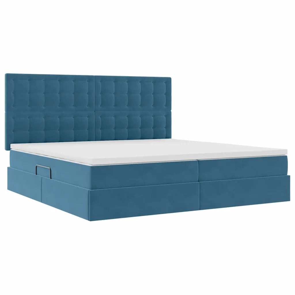 Letto con contenitore e materasso Blu Scuro 200 x 200 cm