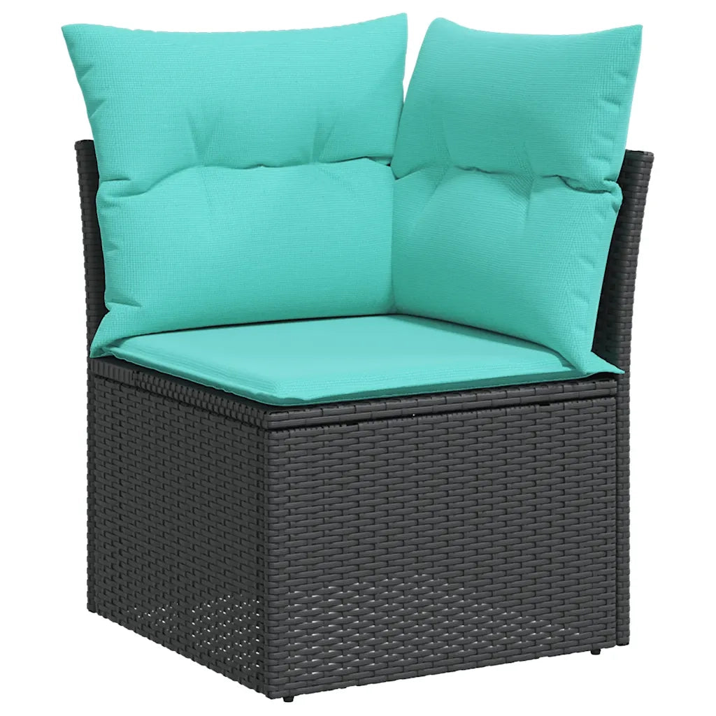 Set Divani da Giardino 13pz con Cuscini Nero in Polyrattan 3256722